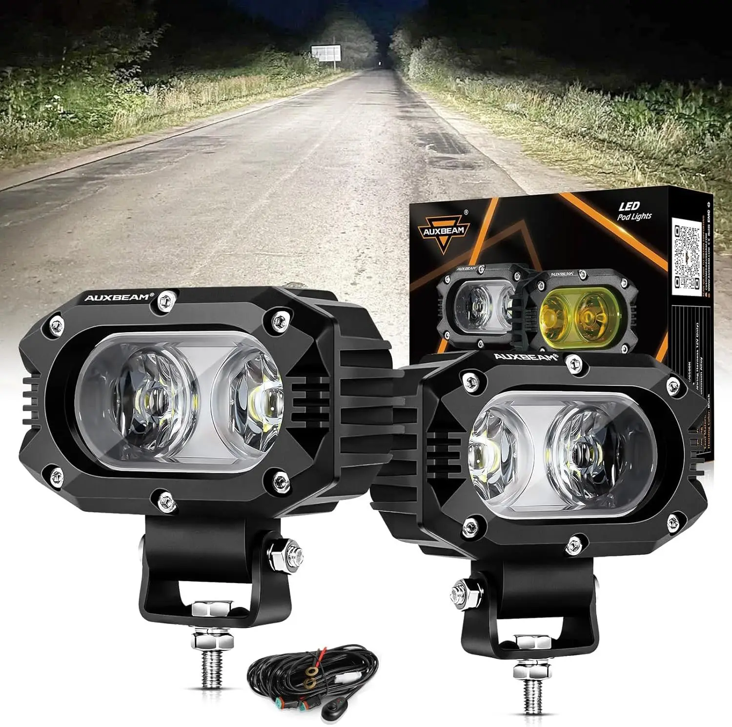

4" Cube LED Pods, Super Bright 60W Offroad Lights Auxiliary Flood Light Pods Motorcycle Driving Light for ATV UTV SUV Boat Jeep