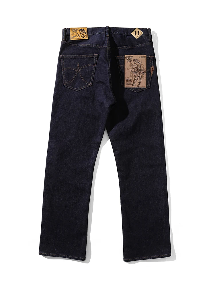 

Flame Mountain Series 16OZ Denim Double Dye Fleece Six Ear Monkey 701 Ultra Deep Blue Ear Dye Straight Leg Pants