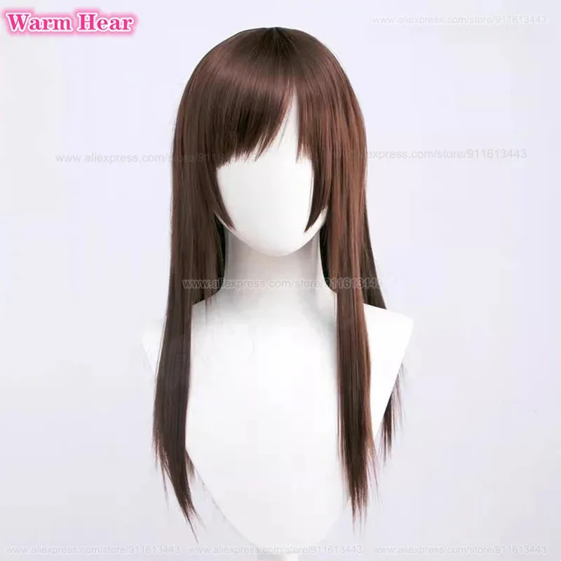 qq3460cm ريكا أوريموتو الاصطناعية بني داكن طويل مستقيم تأثيري أنيمي شعر مستعار مقاومة للحرارة الشعر حفلة الهالوين واي فاي