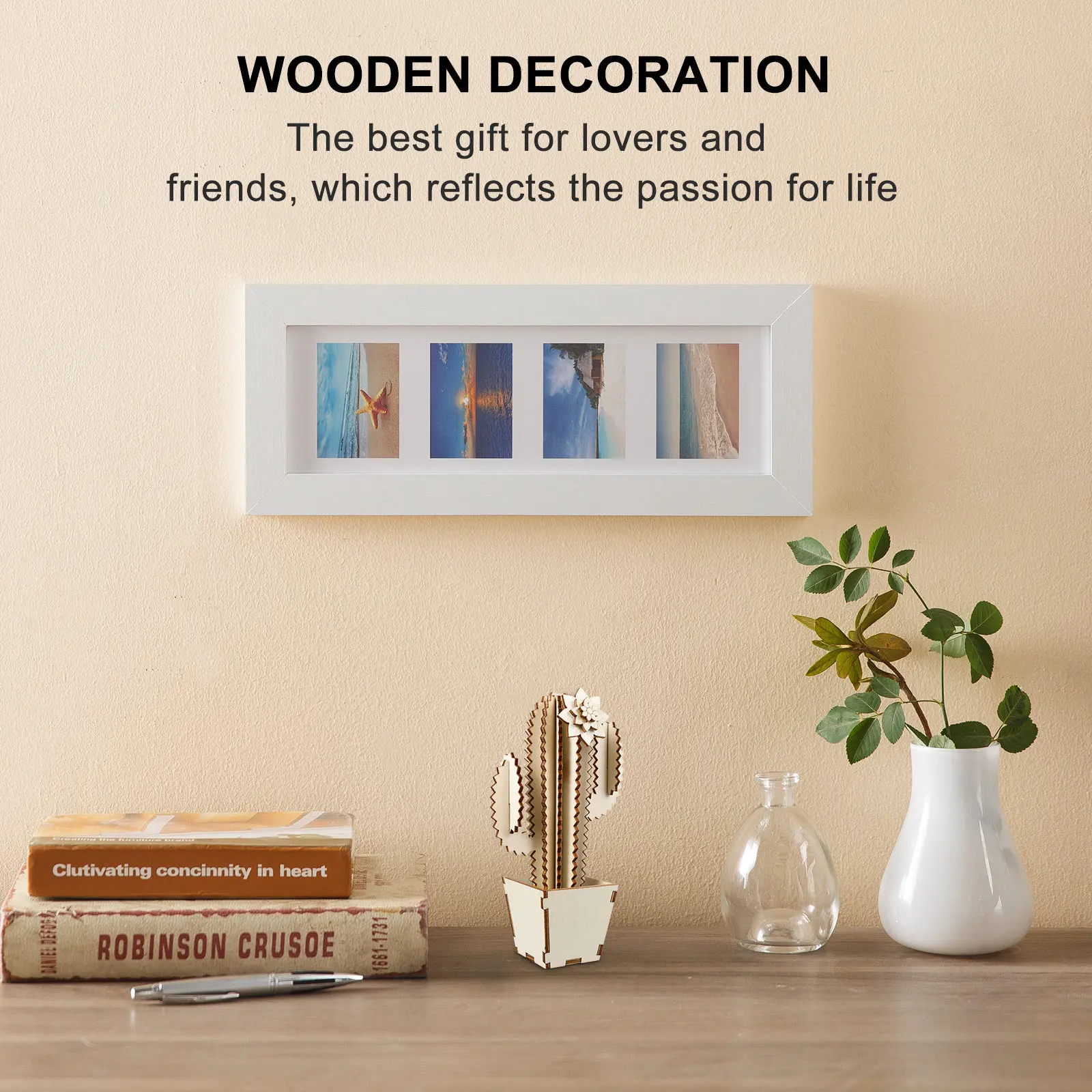 1Set Wooden Tabletop Cactus Set Elaborately Crafted High Quality Home Cactus Decor for Desk Shelf Dining Table Living Space