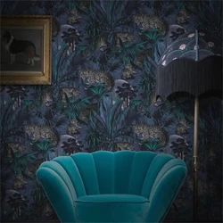 custom English wallpaper French tropical palm tree jungle leaves wallpaper Hotel homestay leopard background wall cloth Stickers