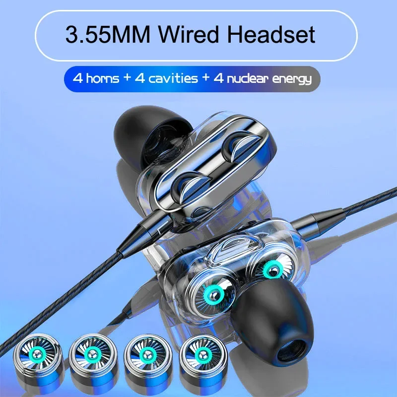 

Wired Earphones Quad-core Moving-coil in-ear Wired Headphone Motion Noise Cancelling Earbud with Microphone 3.5mm Type-c for Use