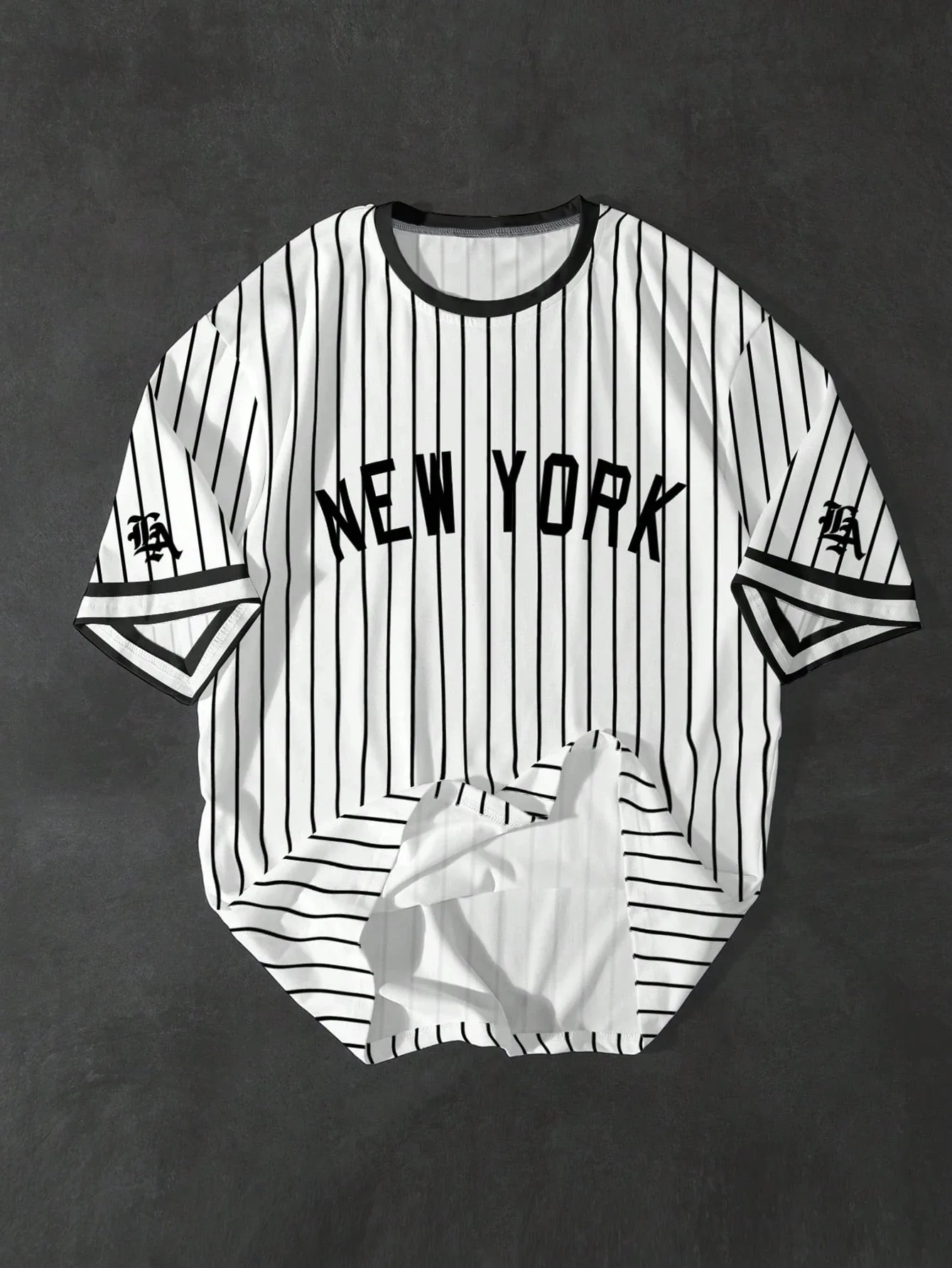 New York Baseball-Trikot Weiß Schwarz Nadelstreifen Vintage Sport-T-Shirt Rundhals Kurzarm Unisex Freizeit-T-Shirt für Männer Frauen Fans – Detail 5