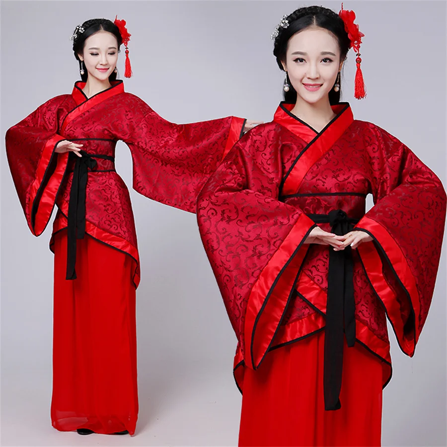 Long Sleeves Hanfu Long Dress Patchwork Ancient Style Chinese Traditional Costumes Performance Skirt Cheongsam Chinese Tang Suit