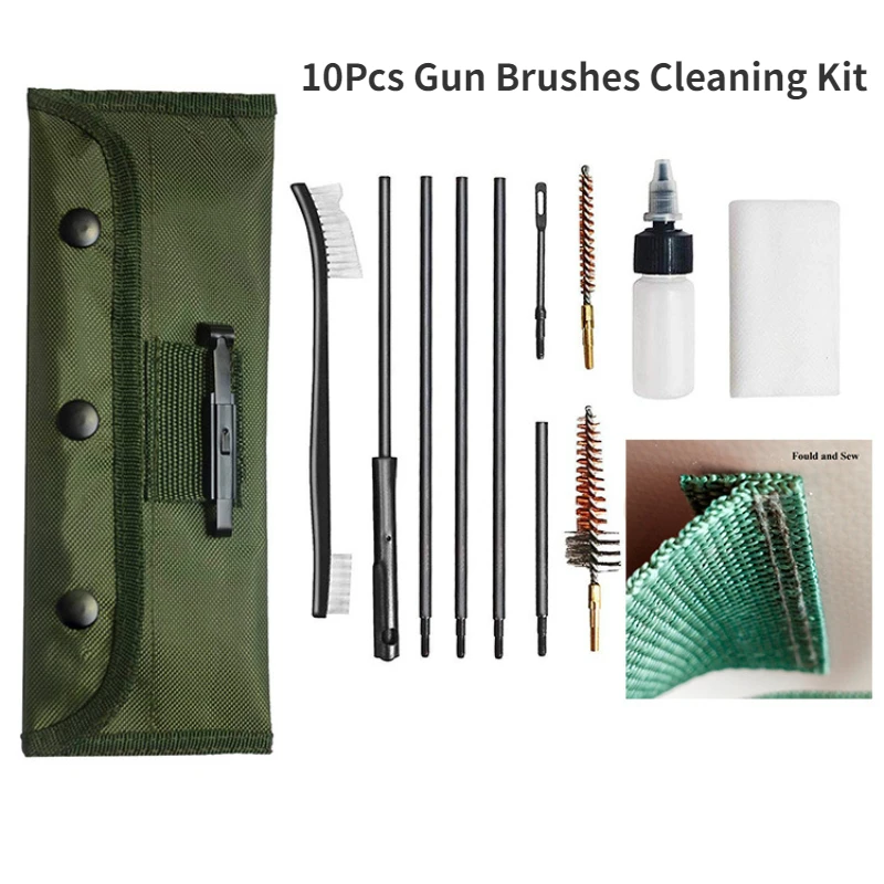 10PCS/Pack AR15 M16 M4 Gun Brushes Cleaning Kit Airsoft Pistol Cleanner 5.56mm .223 22LR .22 Tactical Rifle Gun Brushes Set