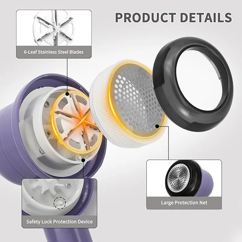 مزيل الوبر القابل لإعادة الشحن عبر USB شاشة LED كبيرة منزلية متعددة الوظائف شاشة ديجيتال مزيل كرة الشعر المتقلب