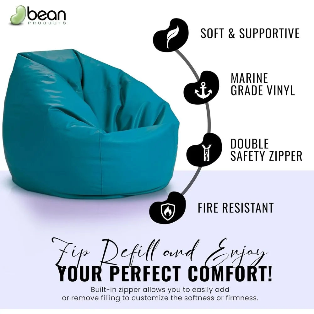 غطاء كرسي بين باج للقارب من الفينيل المقاوم للطقس - أريكة كسولة مقاومة للماء للبالغين - غطاء كيس فول خارجي قابل للغسل