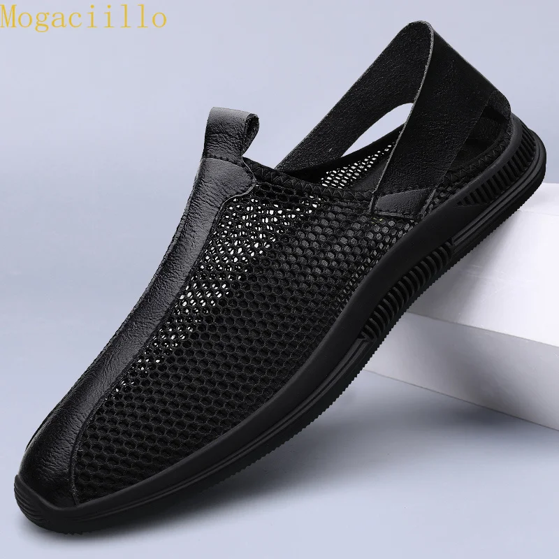 Summer Men's Breathable Mesh Slip on Sandals 45 Premium Two Ways Wear Back Strap Casual Shoes Lightweight Outdoor Walking Shoes