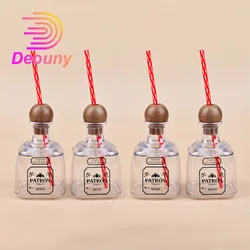 DEOUNY 375ml Mini Plastic Tequila Bottles Empty For Drinks, Reusable Cups With Straw Hole, Liquor Wine Glass sets