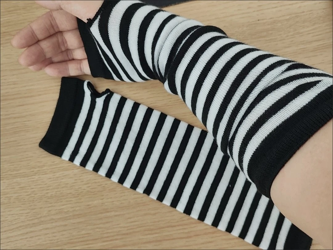 2pairs Warmer Knitted Long Fingerless Gloves Elbow Mittens Christmas Acces Gift Fashion Women Emo Gloves Lady Striped Elbow Glov