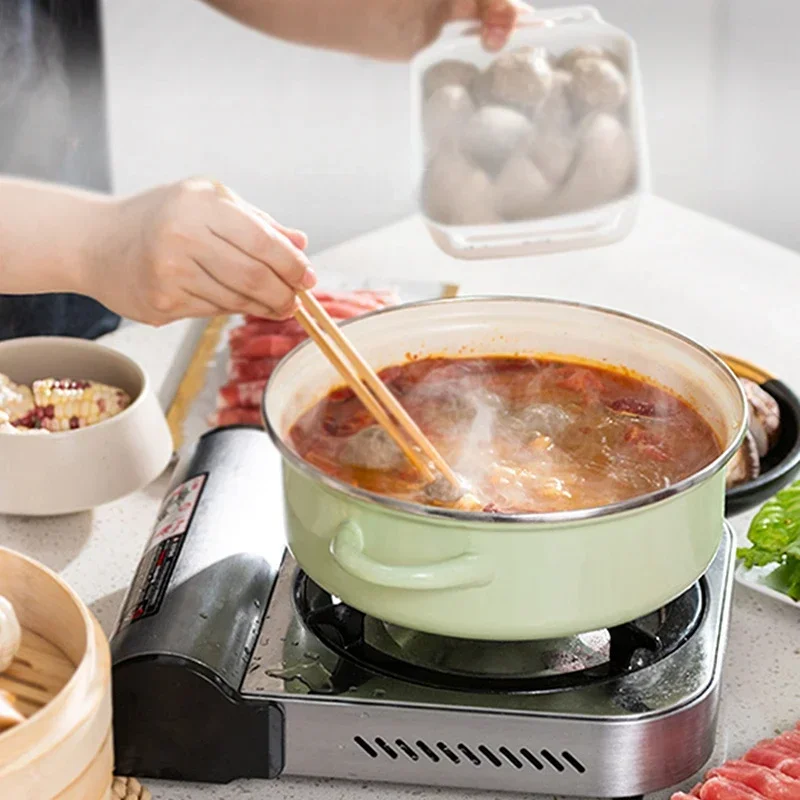 

Enamel Coating Cast Iron Soup Pot, Multicolor Chafing Dish, Induction and Gas Cookware, General Use Cooking Pots for Kitchen.