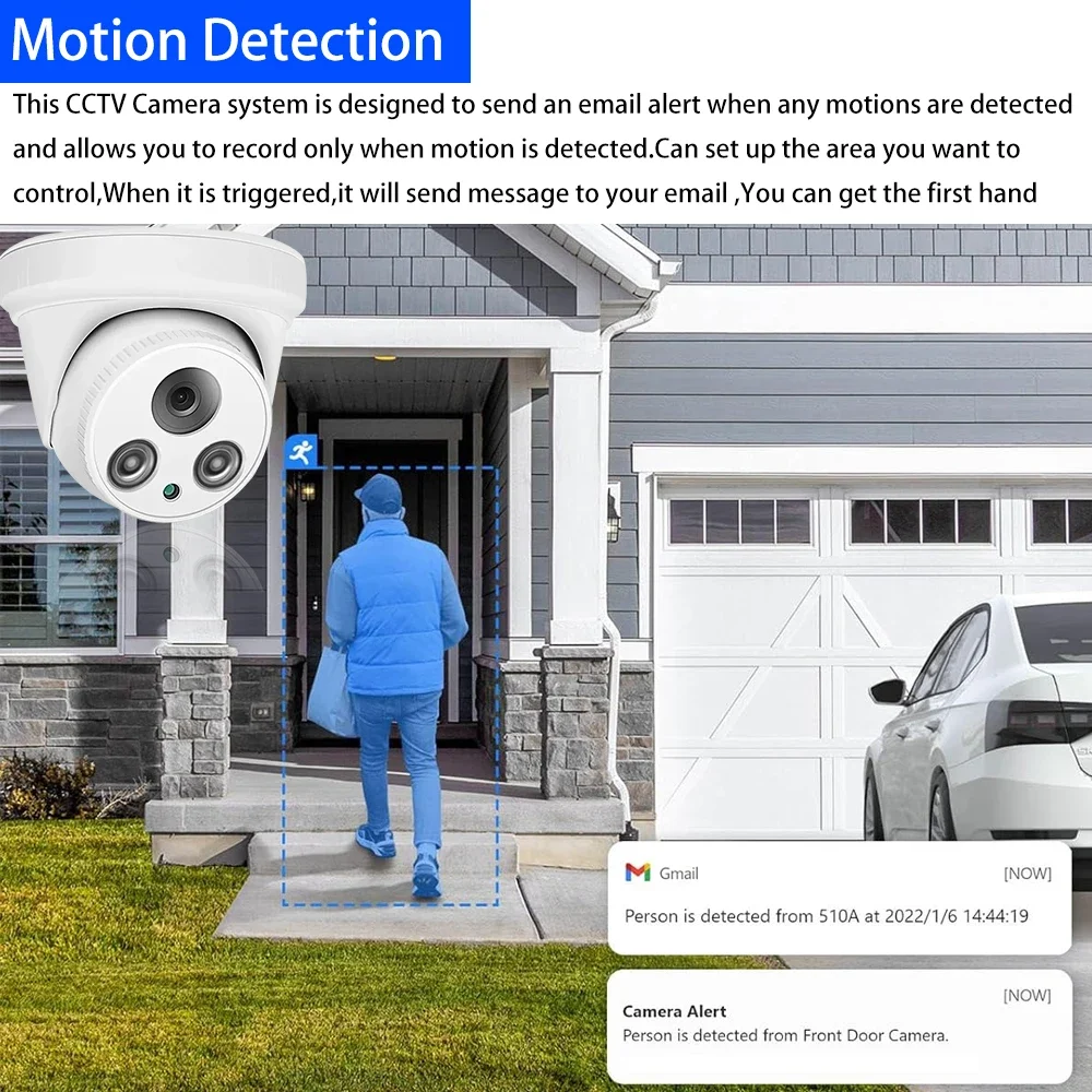 Color Night Vision 4K 8MP POE IP Camera Smart Audio Record AI Human Detection IP66 Waterproof Security Monitoring Dome Camera