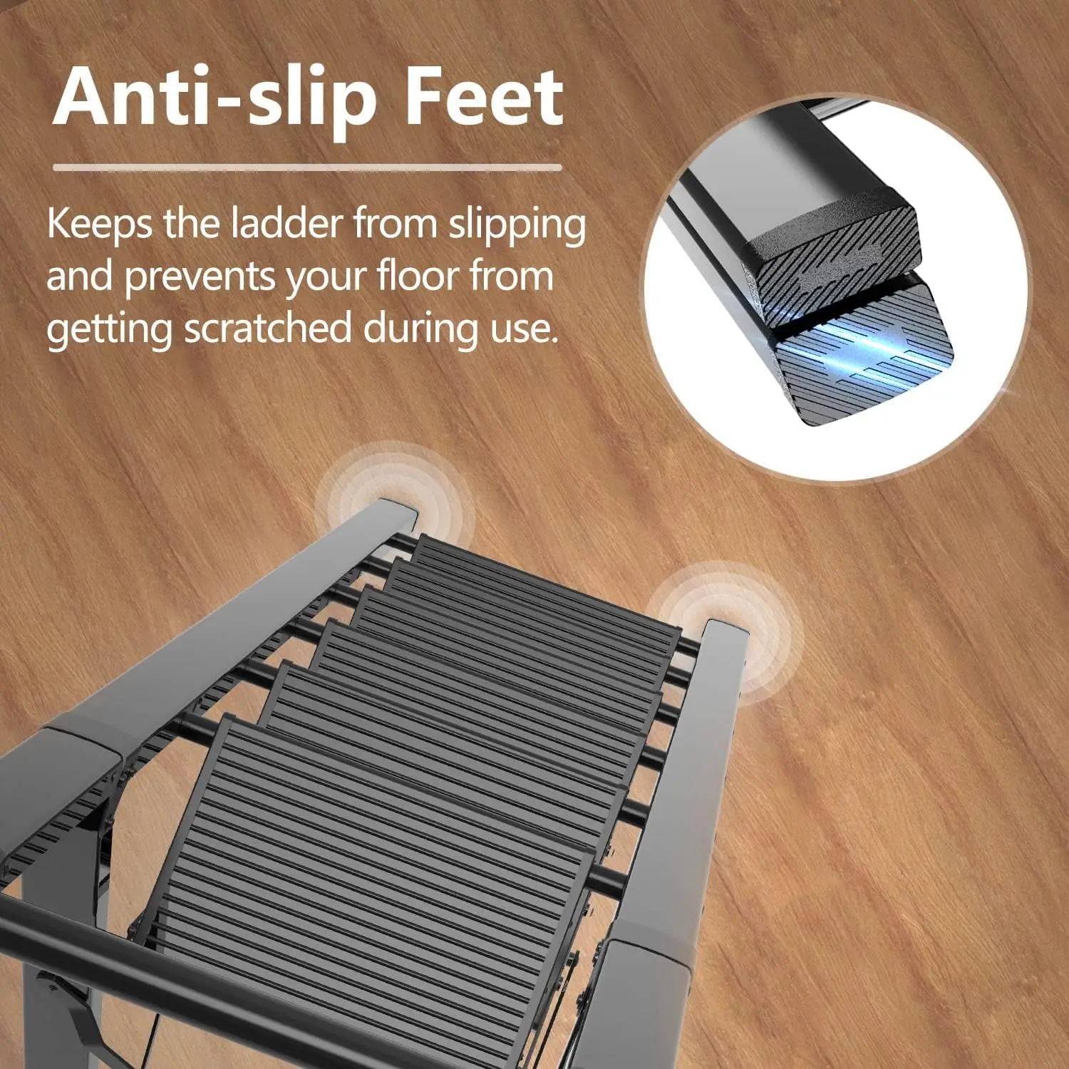 6 Step Ladder for 12 Feet High Ceiling, Lightweight Aluminum Folding Step Stool with Convenient Handgrip, Stepladders wi