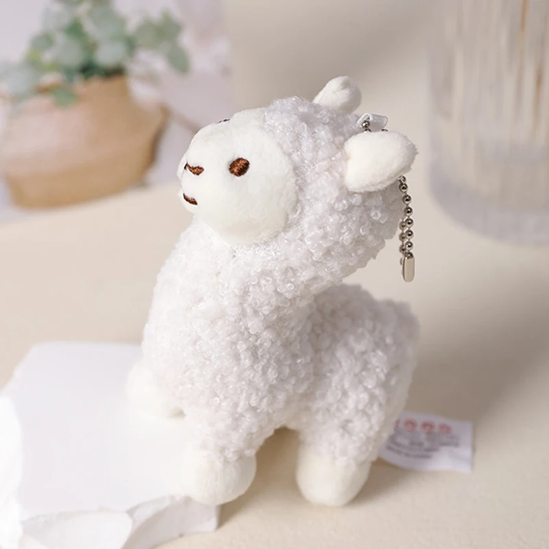 LLavero de Animal de dibujos animados para cumpleaños, colgante de Alpaca, burro, jirafa, cebra, muñeco pequeño de peluche suave, 1 unidad
