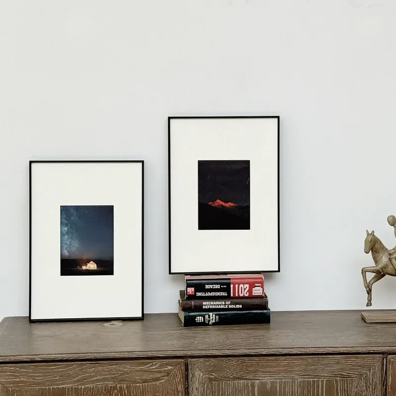 Moldura de pôster personalizada com moldura simples de liga de alumínio de borda estreita, decoração de madeira, quadro decorativo