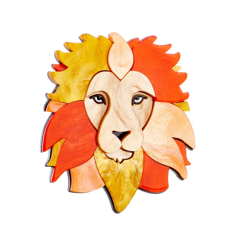 handmade fashion animal accessories acrylic cartoon lion brooch clothing bag badge ﻿