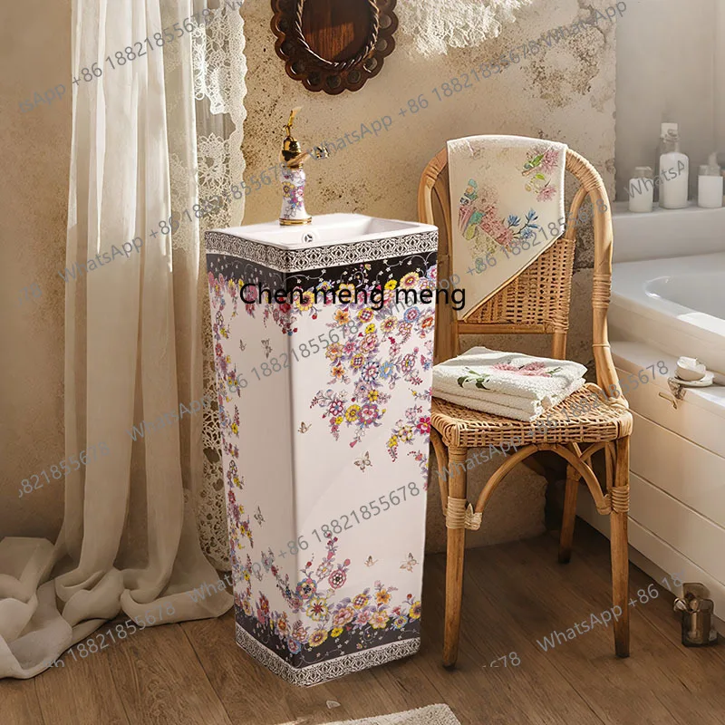 

Balcony Vertical Sink Bathroom Column Basin Outdoor Square Sink Garden, Column Type