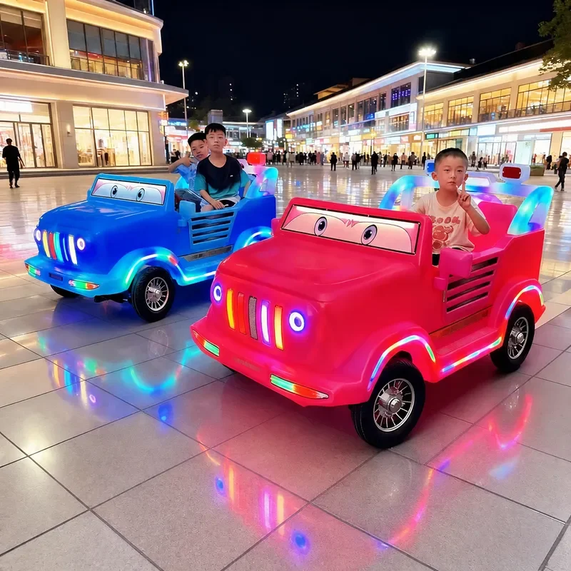 Park Square Electric Bumper Car Big Tire Parent Child Ride On Luminous Amusement Vehicle Equipment for Stall Game