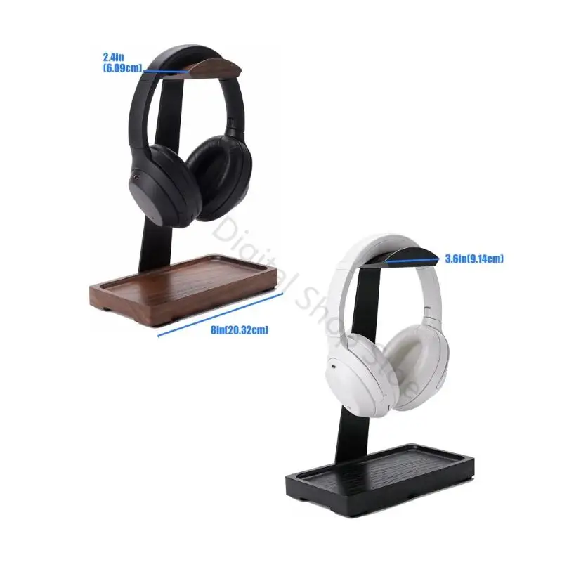 96BA Holzständerhalter für Headset-Display-Regal, Schreibtischaufhänger, Kopfhörerständer – Detail 6