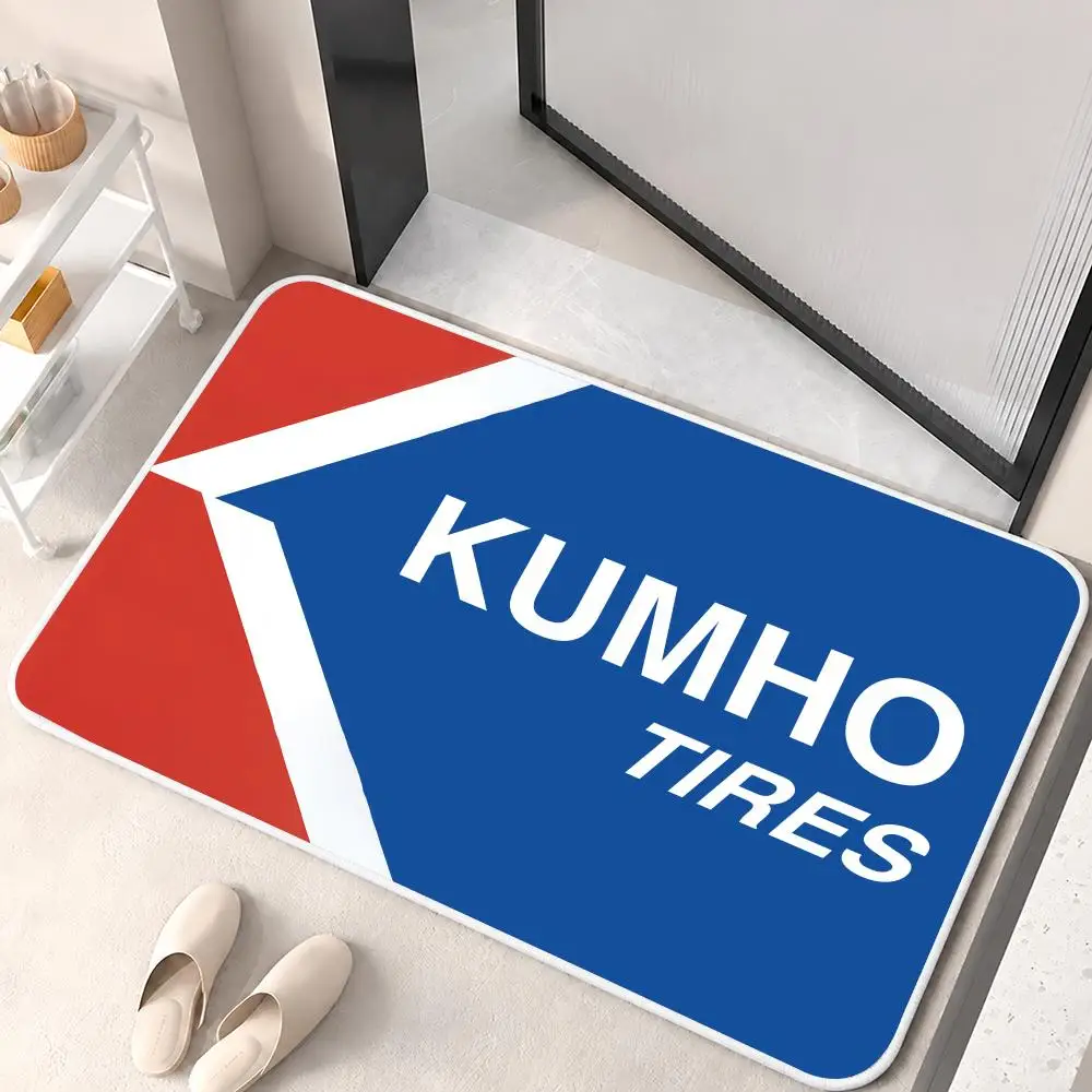 K-Kumho Tires LOGO Floor Mat Flannel Rug Soft Non Slip Door Mat For Bathroom Bedroom Kitchen Living Room Home Decor