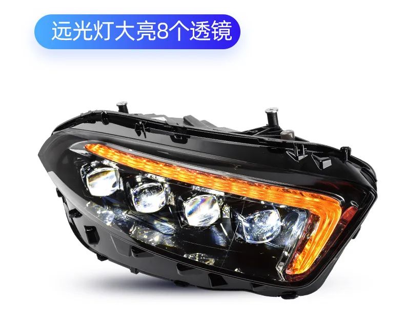 2pcs car bumper headlamp Benz A180 A200 headlight 2019~2021y All in LED DRL car accessories A180 A200 fog Light