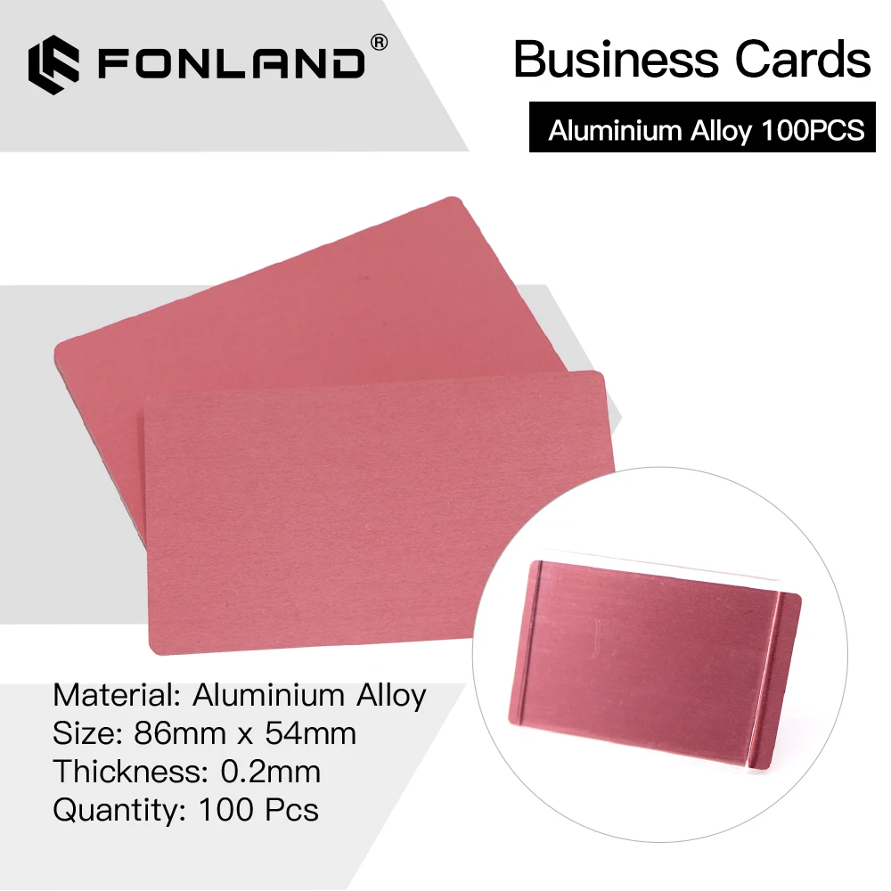 FONLAND 100PCS/LOT Business Name Cards Multicolor Aluminium Alloy Metal Sheet Testing Material for Laser Marking Machine