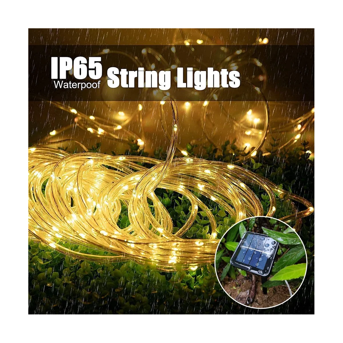 

Solar Rope Light Waterproof IP65 300LEDs Outdoor LED Solar Outdoor Lights for Party Garden Yard Home B