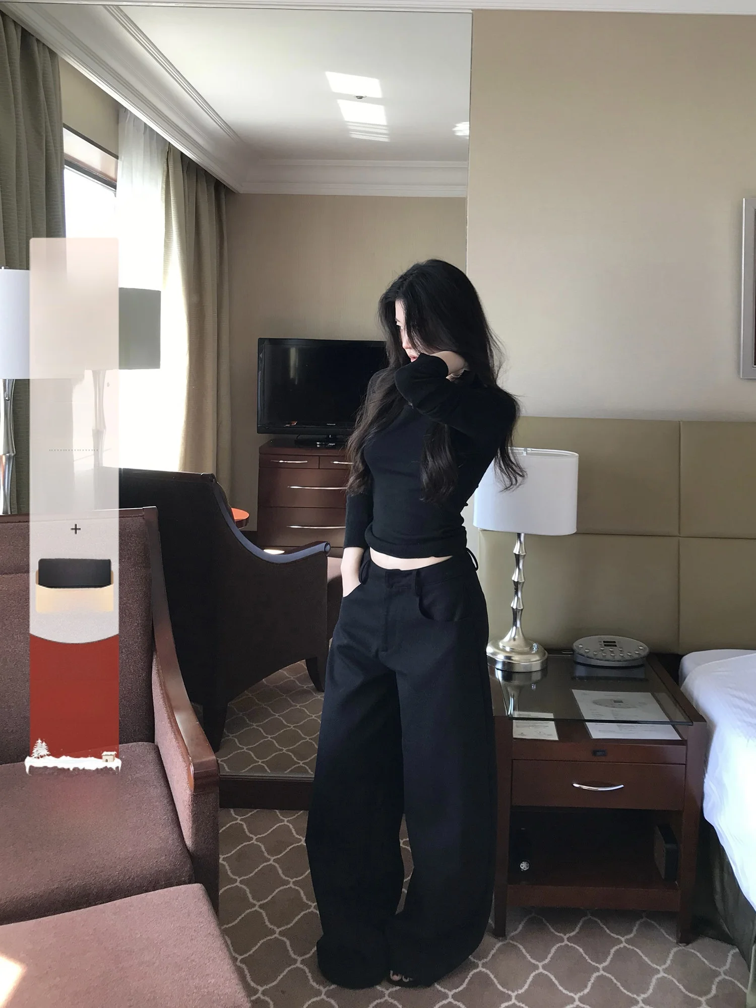 

Женские брюки-костюм с высокой талией и прямыми штанинами eepland, свободные повседневные широкие брюки для осени и зимы, стройнящие фигуру