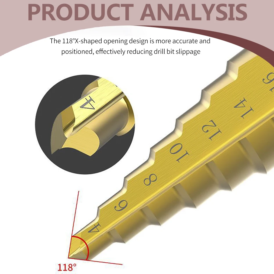 3Pcs HSS Straight Groove Step Drill Bit 3-12mm 4-12mm 4-20mm Titanium Coated Hex Wood Metal Hole Cutter Core Drilling Tools Set