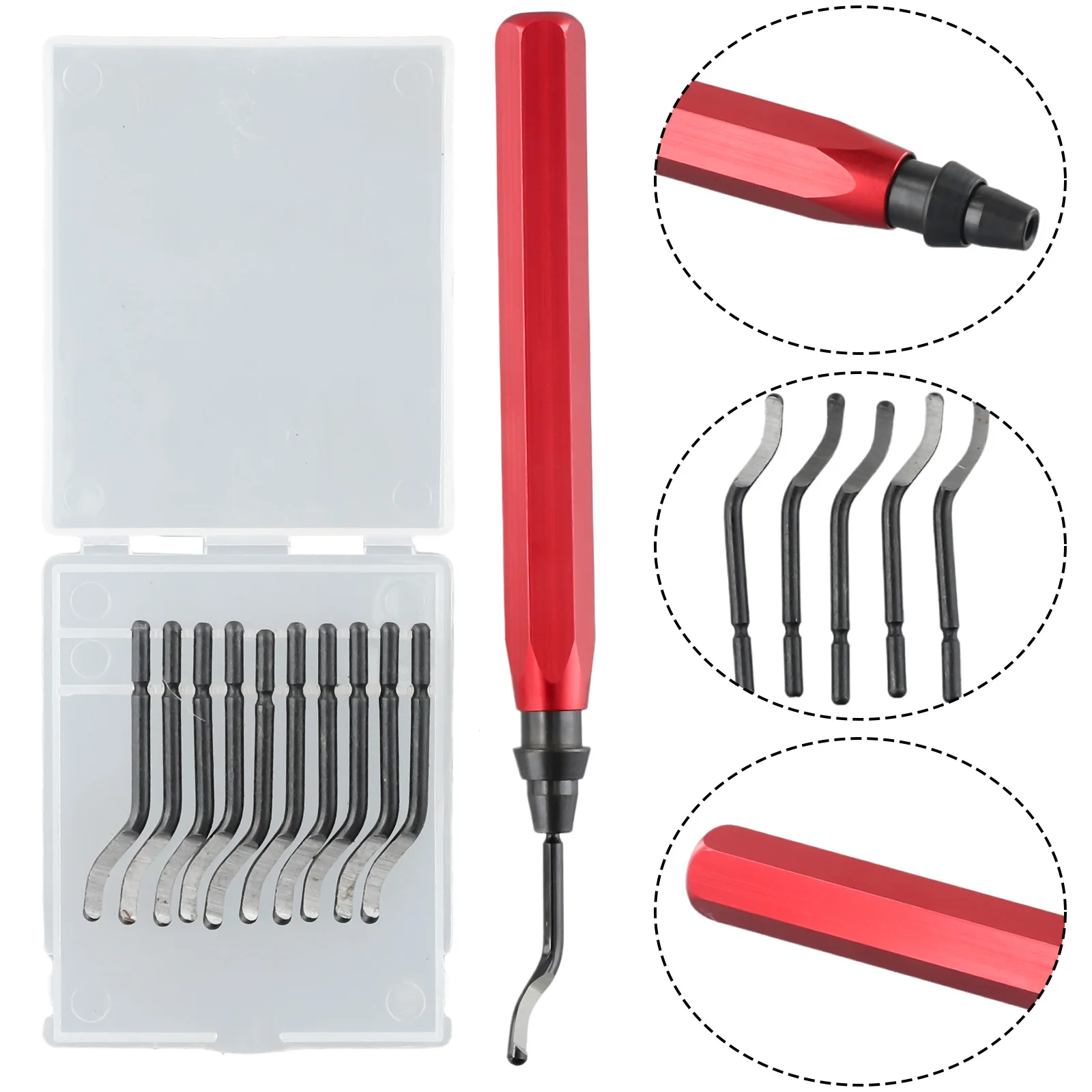RB1000 Handle Burr Deburring Remover Cutting Tool With 10pcs Rotary For Blades For Metal Plastic Wood Aluminum Rubber Working