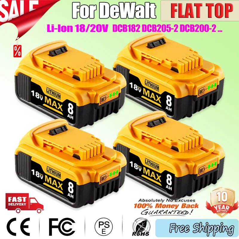 

New 100% 8.0Ah 20V for Dewalt Power Tool Battery DCB206 20V 8000mAh Battery DCB206 20V Battery DCB200 DCB205 DCB184