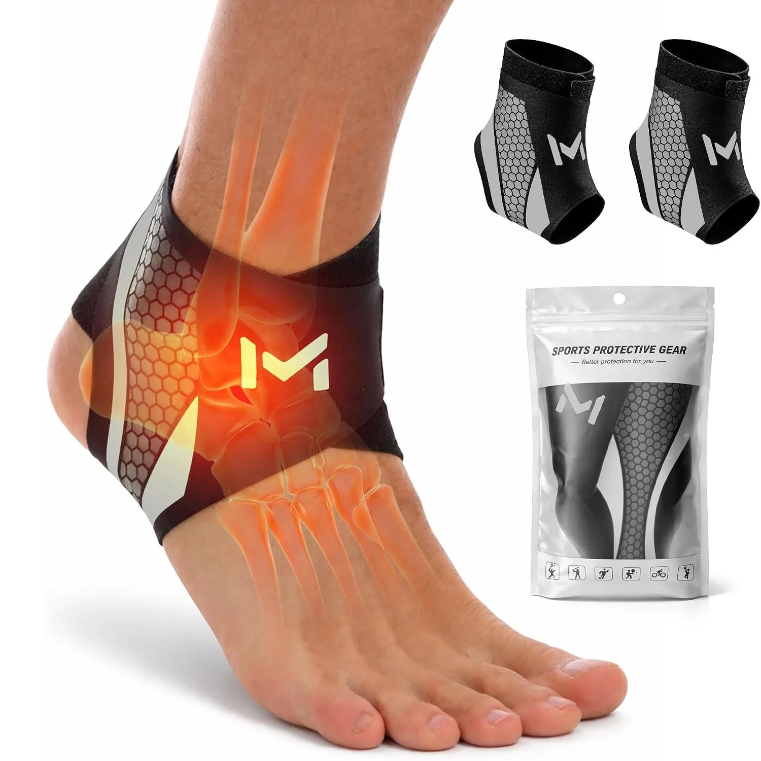 2Pcs Ankle Brace Compression Support Stabilizer,Lace-Up Sports Basketball Sprain Recovery Men Women Adjustable