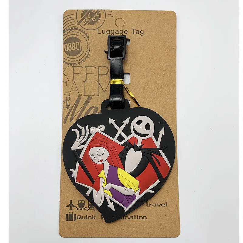 Disney Toys Nightmare Before Christmas Luggage Tags Jack Suitcase Silica Gel Tag Travel Baggage Pendant Accessories Decor Label