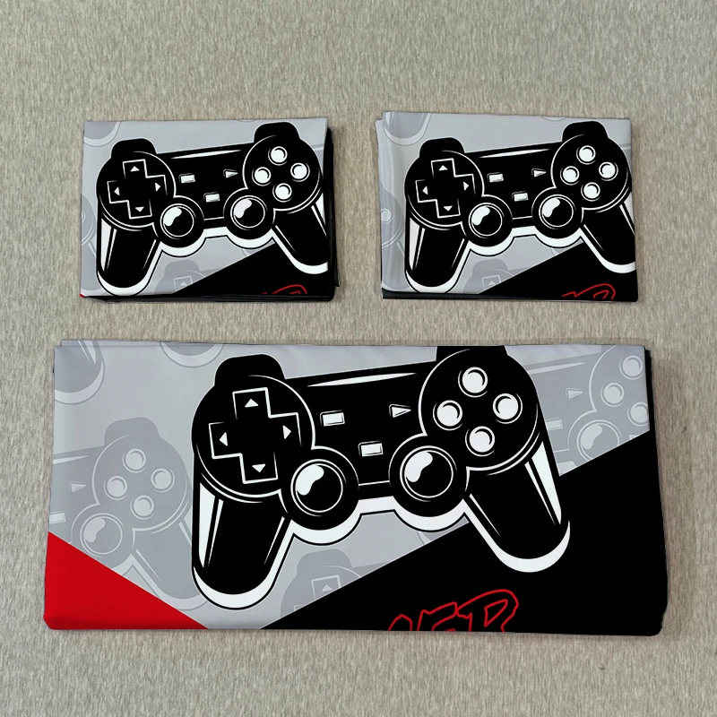 3PC Splicing Game Console Bedding Cover Red Black Blue Black 100%Polyester 1duvet Cover 2Pillowcases Digital Printing No padding