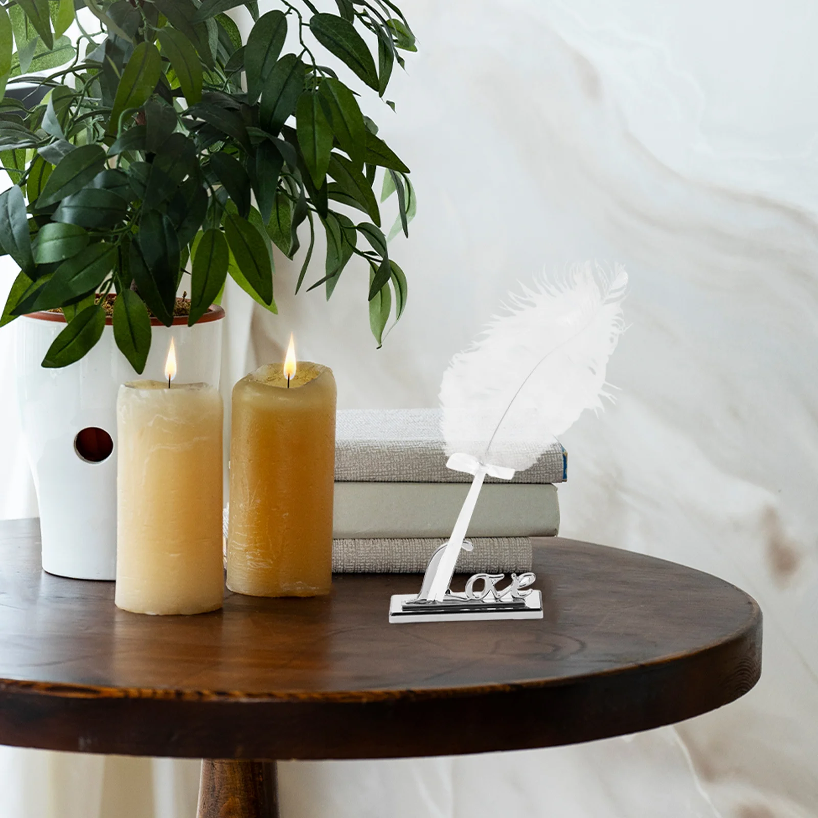 

White Pen Signing Set Metal Love Pen Holder Rectangular Design Wedding Engagement Guest Book Accessory Bridal Ceremony