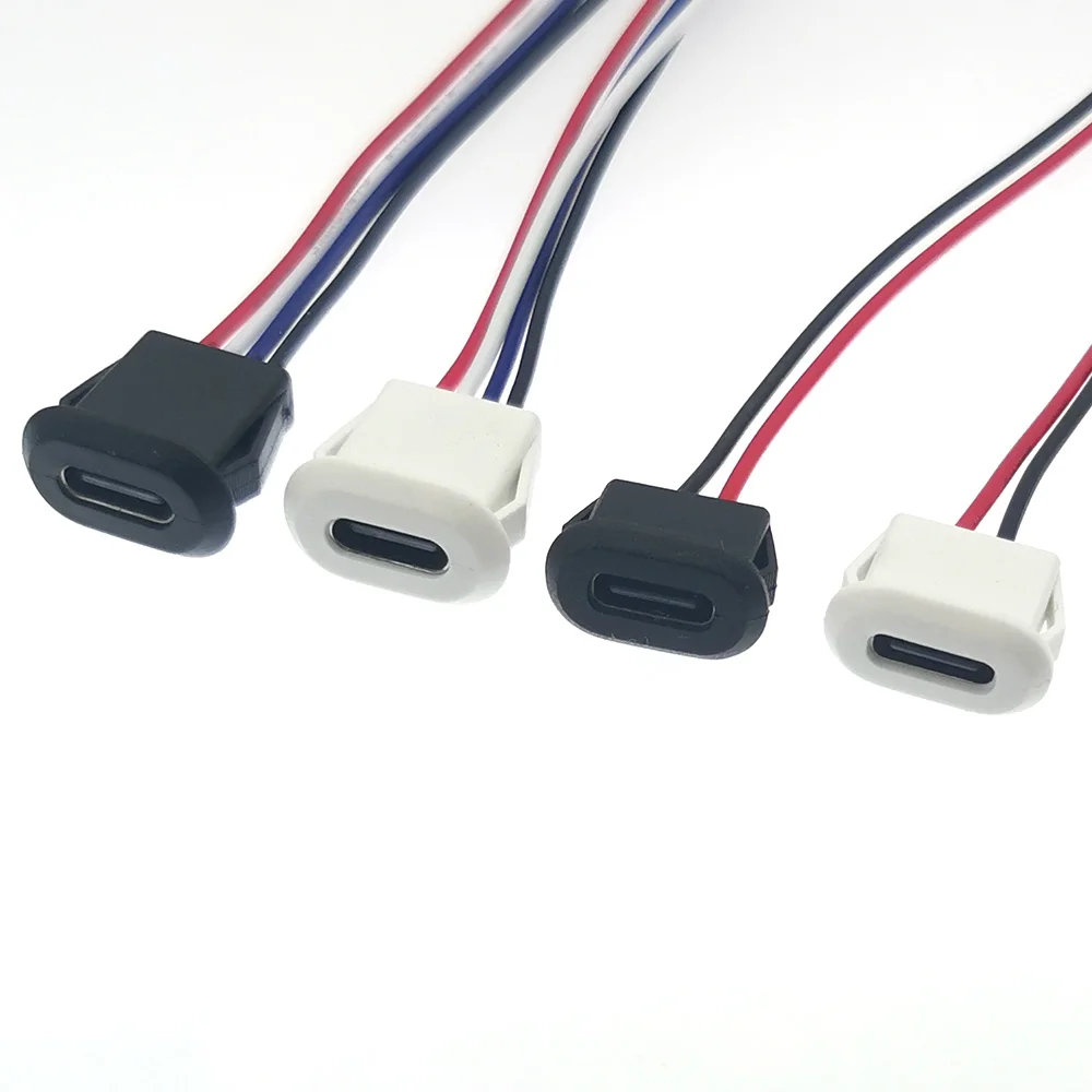 2Pin 4Pin USB Type C Connector Jack Female With card buckle 3A High Current Charging Jack Port USB-C Charger Plug Socket 2P 4P