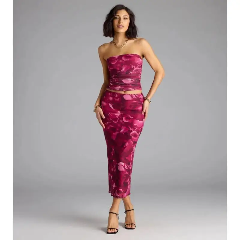 

Casual Sports Set Long Skirt Floral Print Men's New Sle ort Sve T-irt orts Autumn Season Faion Cross-Border