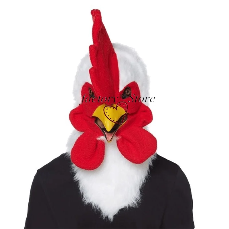 Rooster Head Animal People Who Wore Plush Halloween Mask Mouth Movable Sing with All-Inclusive Mascots Custome