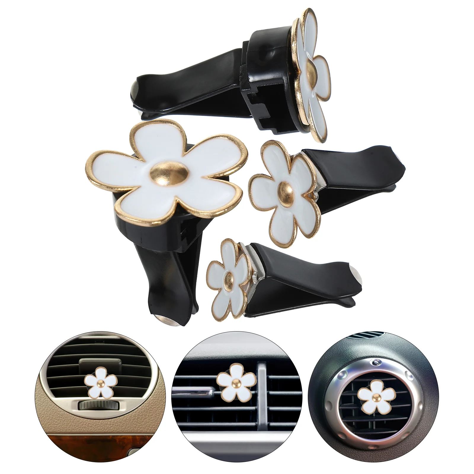 

4 Pcs Cars Fragrance Ornaments Vent Decor Air Freshener Clips White Interior Decoration Outlet