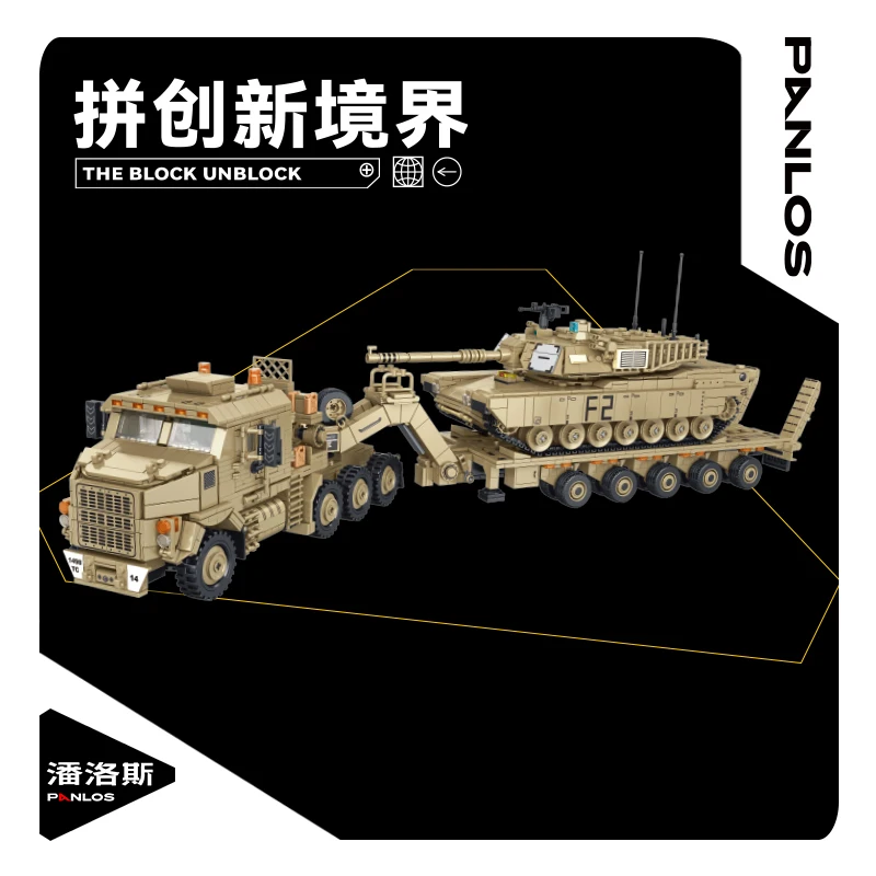 NEW 628015 Military M1070 Armored Vehicle Bricks MOC Tank Transporter Car Building Blocks Model Toys for Boys Christmas Gift