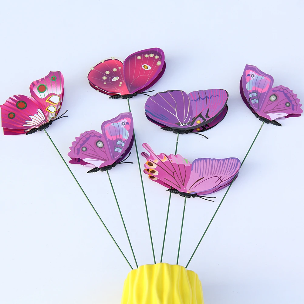 

24pcs Artificial Stakes For Garden Plant Decor Sticks Ornament Outdoor Indoor Pvc Stake Flowerpot Lawn Patio (Purple)