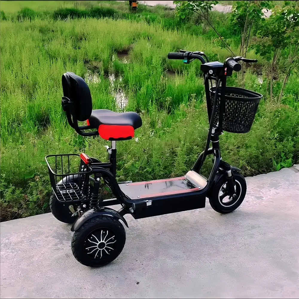 Double drive electric tricycle household small pick-up children the elderly parent-child folding lightweight battery car