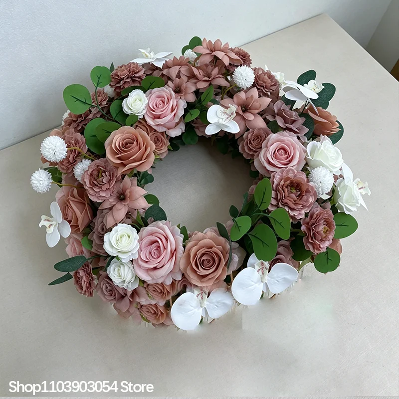 Künstliche Blumenanordnung mit Rosen und grünen Blättern, Sofaläufer, Blumenreihe, Hochzeitstisch-Mittelstück, Blumenball, Event-Party-Hintergrunddekoration, Requisiten – Detail 7