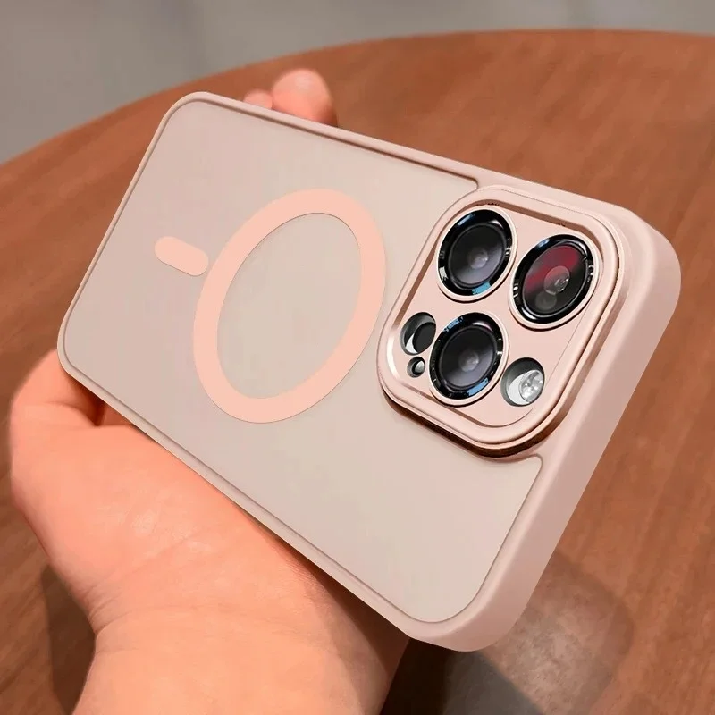 Scratch-resistant Frosted Transparent Phone Cases for iPhone 11/12/13/14/15/16 Shockproof Magnetic Anti-Slip Half Coverage Shell