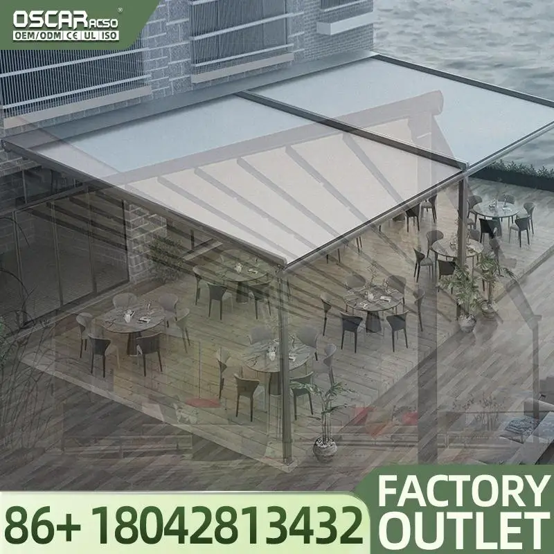 Retractable Waterproof Motorized Awning with LED Side Screen for Patio Garden Balcony Retractable Canopy Pergola