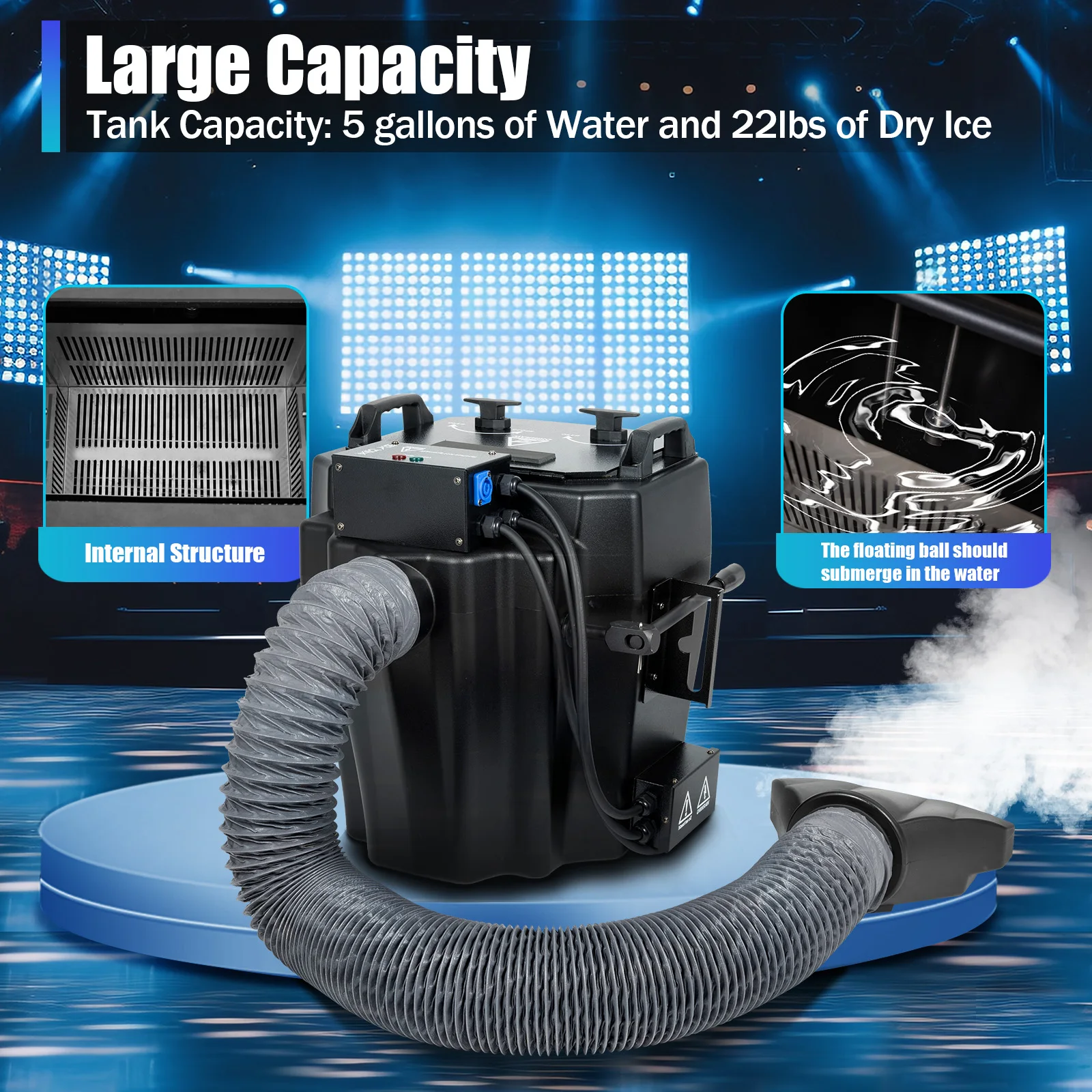 

4000W Dry Ice Fog Machine Low Lying Fog Machine 2.64Gal Large Capacity Smoke Machine with Tube 2152ft² Coverage for Wedding