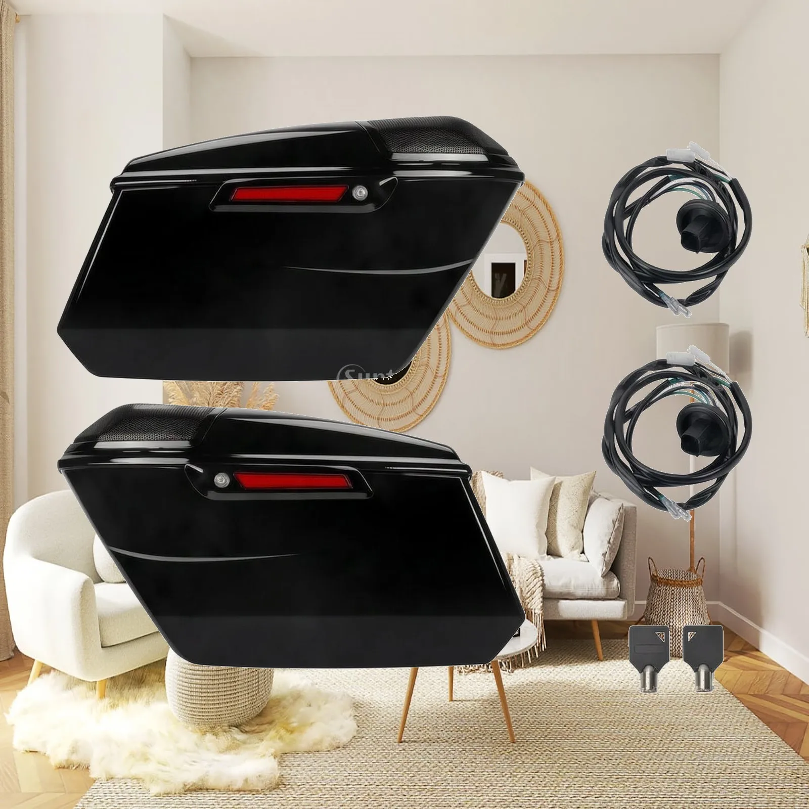 Hard Saddlebags Speaker-Ready Harleymotorcycle Touring Saddlebags Saddlebag Set with Integrated Reflector Anti-Theft