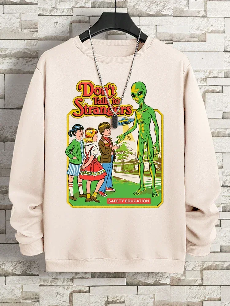 هالوين لا تتحدث مع الغرباء مضحك كاريكاتير طباعة الرجال هوديس الهيب هوب س الرقبة هودي بلوزات الخريف س الرقبة البلوز النساء