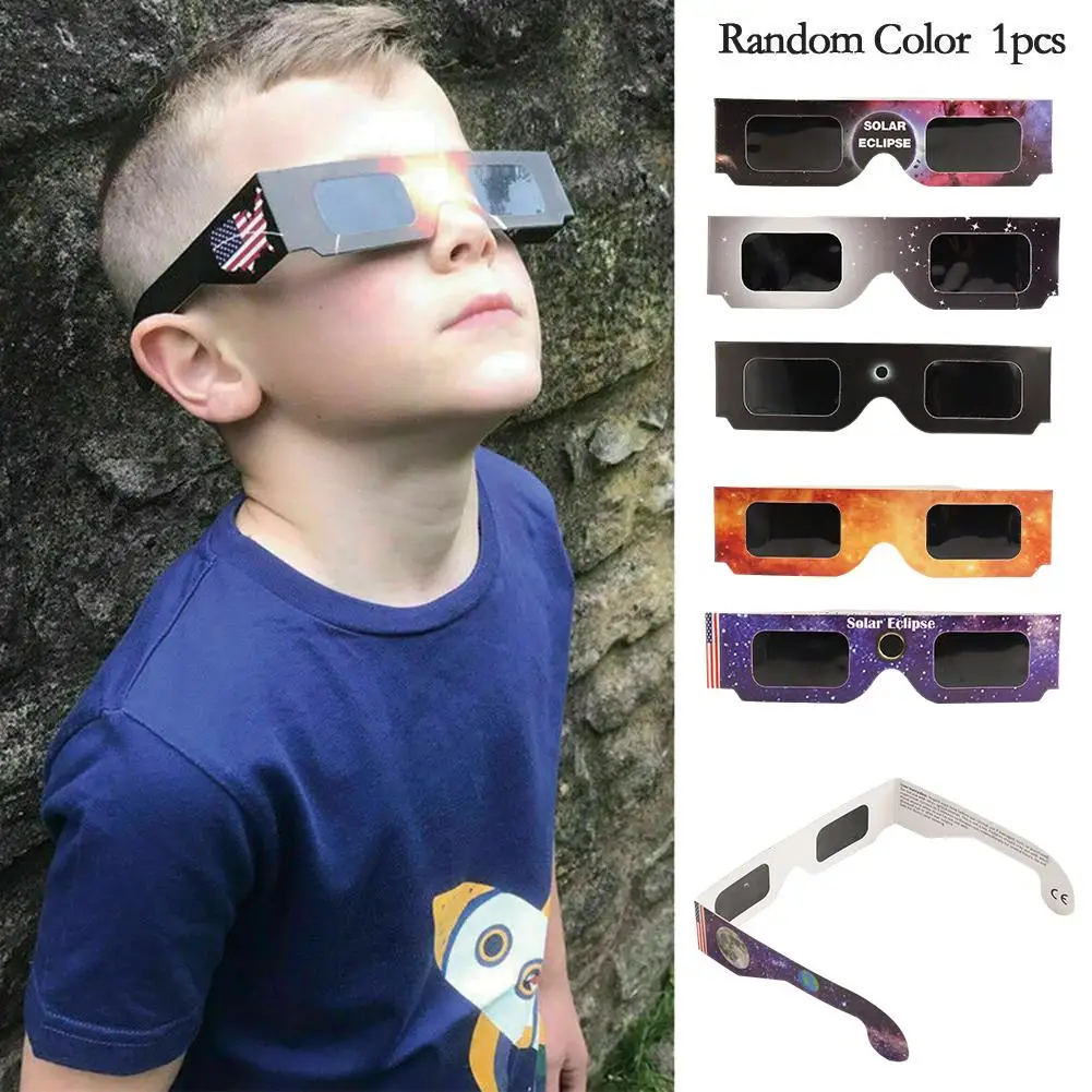 100/Lot Professional Solar Eclipse Glasses 2024 Safe 3D Paper Anti-uv Eclipse Viewing Glasses Protects Eyes Random Color