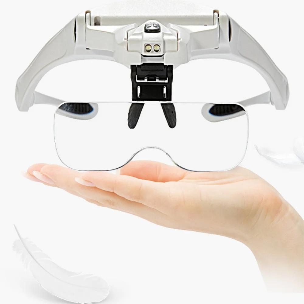 Imagem -05 - Lente Lupa Lupa Eyewear com Luzes Led Lâmpada Inter Mutável Lente 1.0x 1.5x 2.0x 2.5x 3.5x Usando Lupas 5